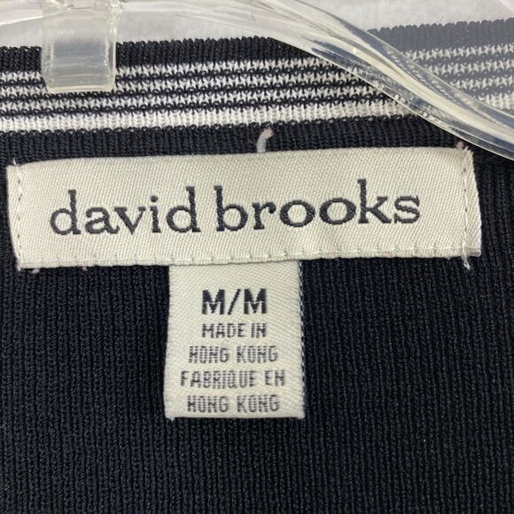 David Brooks Cardigan Womens Medium Black White Open Front Sweater Office Career - Picture 3 of 9